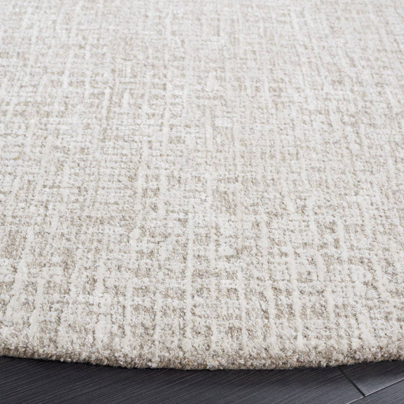 Reaver Hand Tufted Viscose Wool Cotton with Latex Abstract Rug in Ivory, Round 6'
