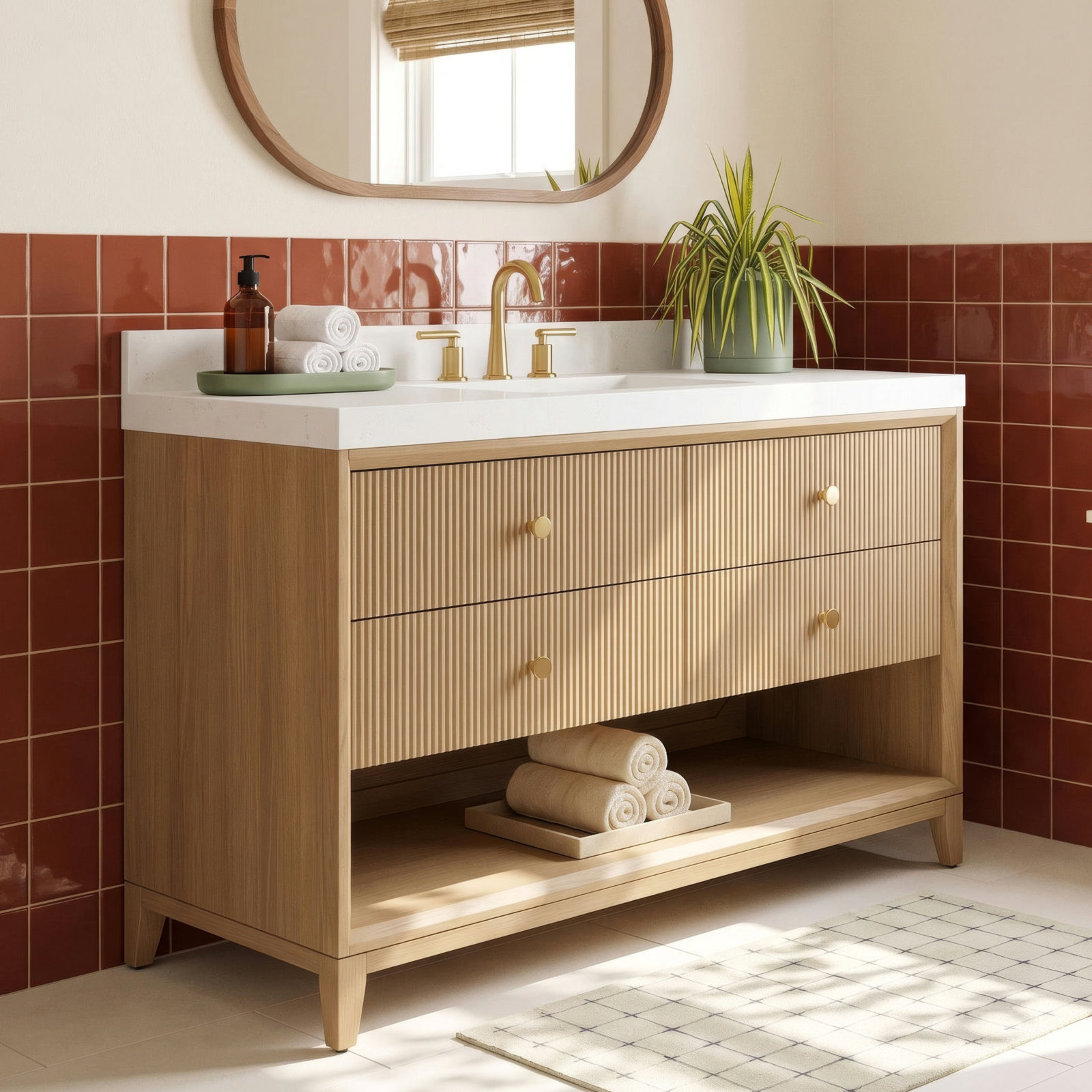Ancerre Bathroom Vanity , Oak, 48"