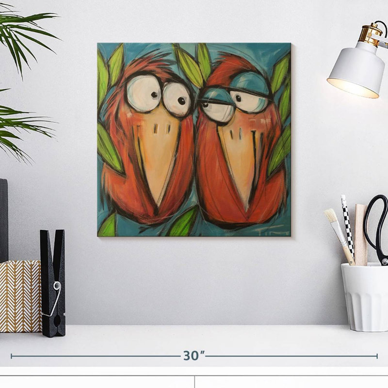 Brampt flirter des oiseaux amoureux, H 16 po x l 16 po