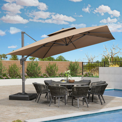 12' X 12' Patio Umbrella Outdoor Square Umbrella Large Cantilever,Taupe