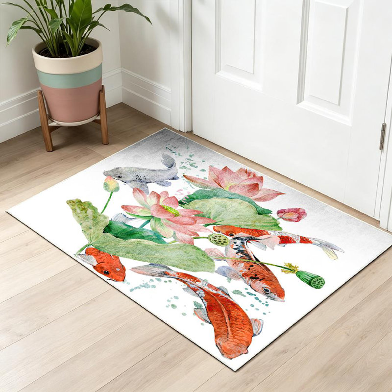 Tapis rose lavable à la machine japonais, Rectangle 32" x 47"
