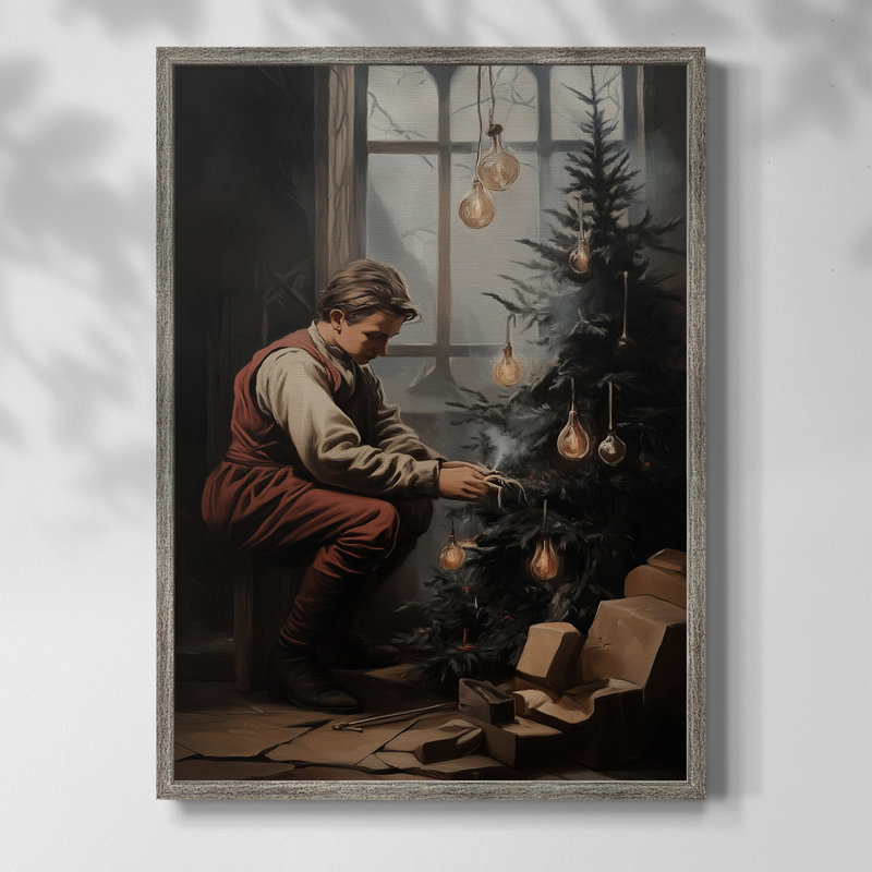 Art des Fêtes de Noël - Série 2 - Cccxxi, reproduction d'art encadrée - bois massif, H 11 po x l 9 po
