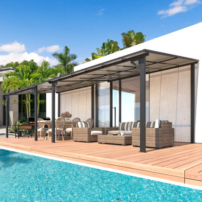 Wall-Mounted Large Lean To Metal Awnings For Patio