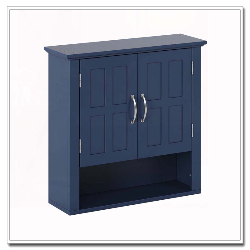 Armoire de rangement pour salle de bain, Rangement mural bleu - deux portes