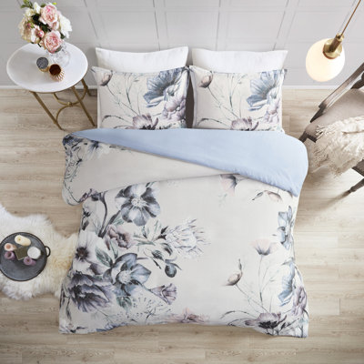 Couette en coton 3 pièces Shabby Chic - taille grand avec motif floral élégant