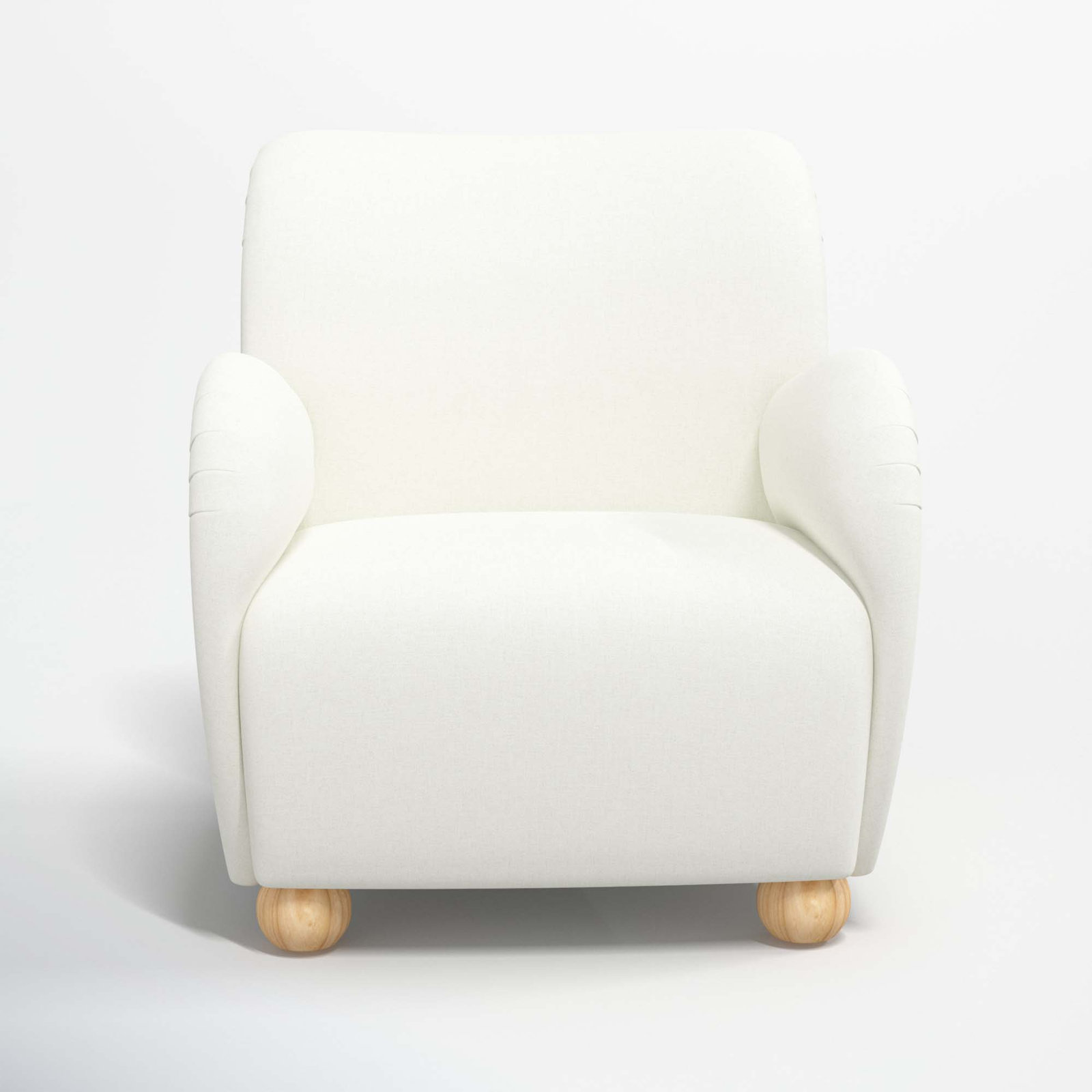 Cowen Upholstered Armchair, Zuma White Textured Linen