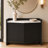 35'' W Modern Fluted Sideboard Buffet Cabinet with Storage, Black Accent Credenza Cabinet with Faux Marble Top, 2 Doors & Adjustable Shelf, Wood Console Cabinet for Dining Room, Kitchen, Entryway, Living Room