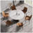 53.15"Modern Artificial Stone Round Black Carbon Steel Base Dining Table-Can Accommodate 6 People-377191884