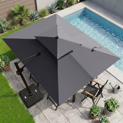 11' X 9' Rectangular Cantilever Umbrella With Weighted Base
