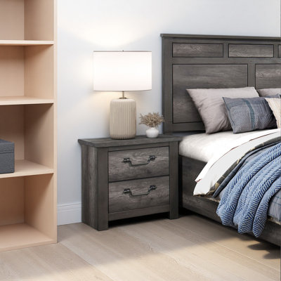 Solid Elegant 2-Drawers Storage Nightstand 1pc Wooden Furniture Traditional Design Bedside Cabinet