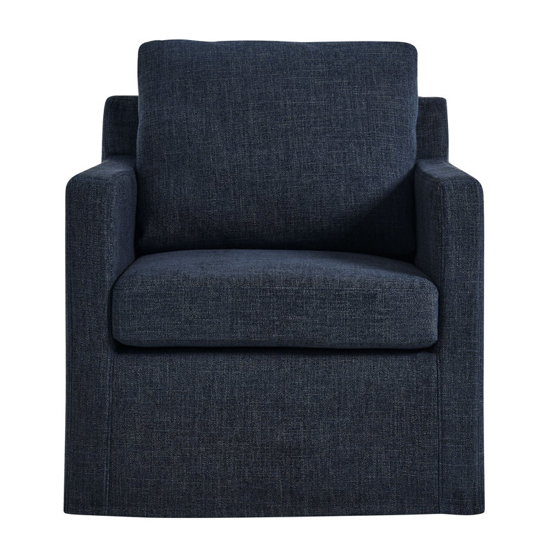 Fauteuil pivotant recouvert de tissu Serene, Tissu bleu ardoise