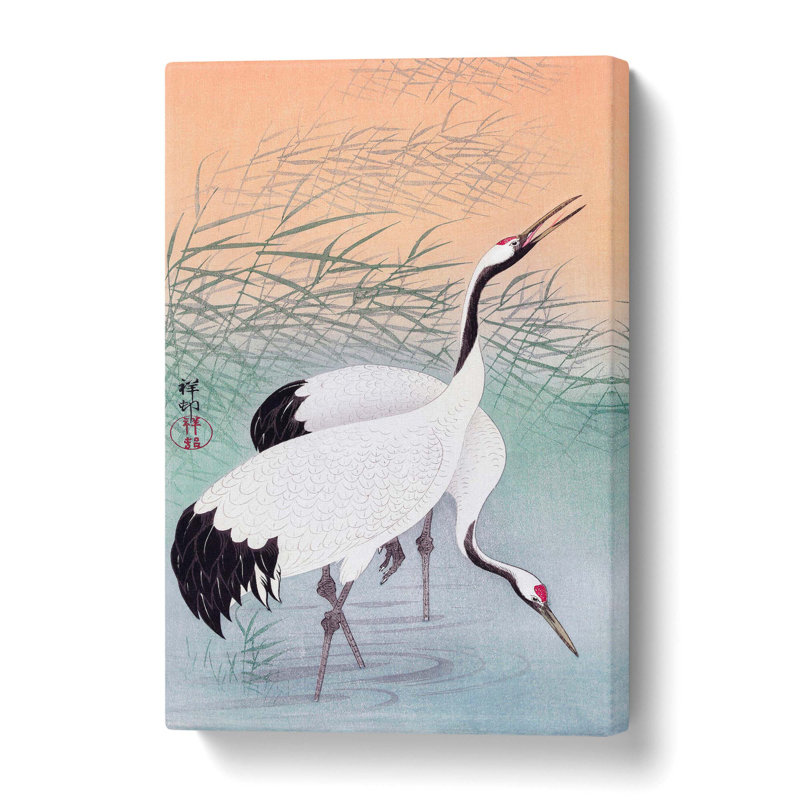 Two Cranes by Ohara Koson - Wrapped Canvas Painting, 76.2 cm H x 50.8 cm W