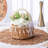 2pcs Flower Basket, Small Wicker Basket With Pearl Handle/Wooden Bead Handle, Plastic Lining, Decorative Woven Wicker Basket, Wedding, Gift, Camping, Home Decoration