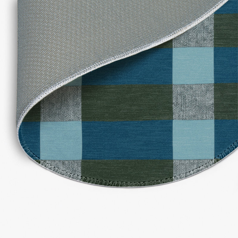 Tapis d'intérieur et d'extérieur à carreaux bleu