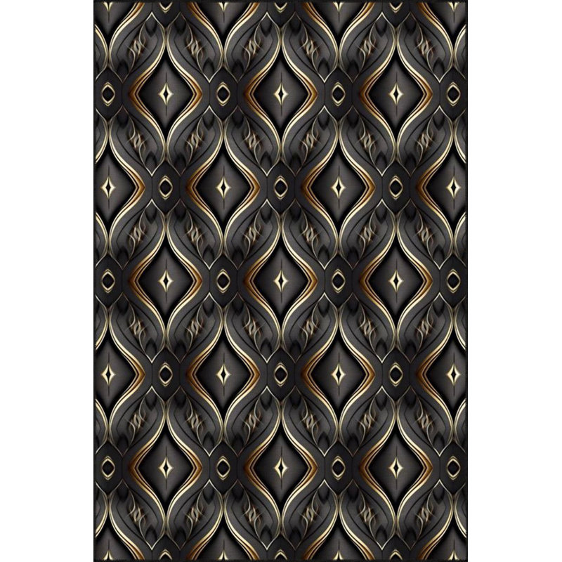 Black Creative Geometric Woven Base Washable Carpet, Runner 2'6" x 6'7"
