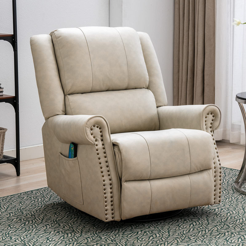 Fauteuil de massage chauffant en similicuir, Similicuir beige