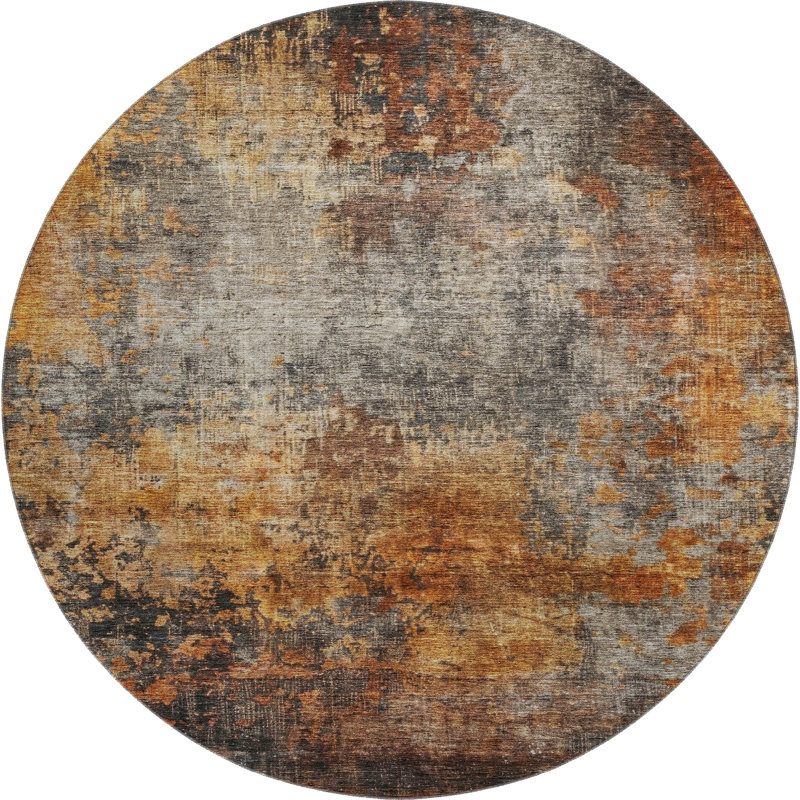 Premium Machine Washable Goulven AMF1210 Abstract Rug, Rond 8 pi
