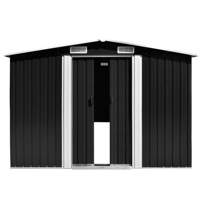 Celentano Galvanised Steel Garden Shed, Black