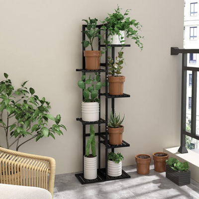 Bamboo Plant Stand 6-Tier Shelf Rack For Indoor Outdoor Use, Multi-Purpose Display Holder For Plants, Books, Decor In Living Room, Patio, Balcony