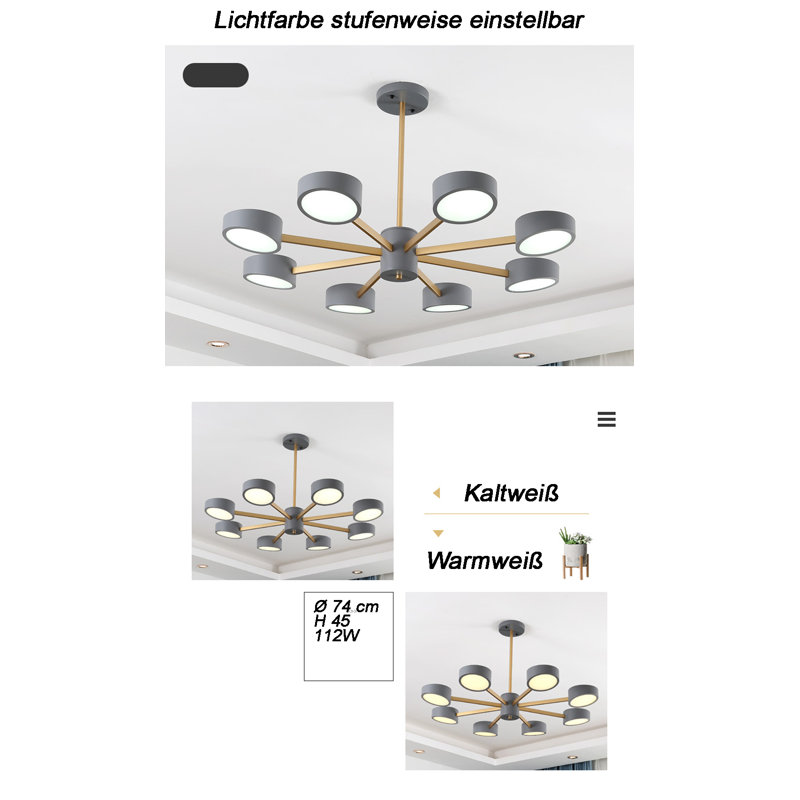 Donlon 8-Light Unique LED Chandelier, Grey