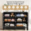 Commode à 6 tiroirs cannelés pour chambre à coucher, commode en bois moderne de 47,2 po de largeur avec bord incurvé, armoire de rangement pour le salon, noir-1630593144