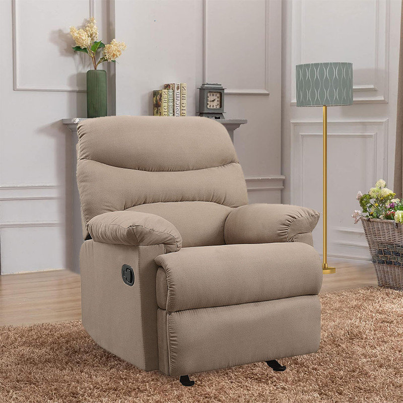 Fauteuil inclinable manuel, Microfibre/microsuède brun clair
