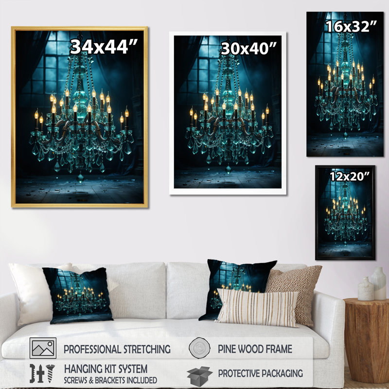 «Basie Chandelier Graceful Illumination», reproduction d'art sur toile, H 32 po x l 16 po x P 1 po, Toile tendue