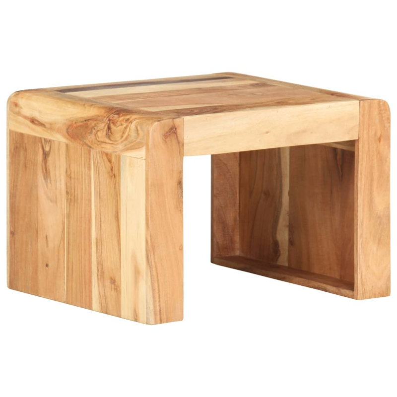 Table d'appoint en bois d'acacia massif 16,9 po x 15,7 po x 11,8 po