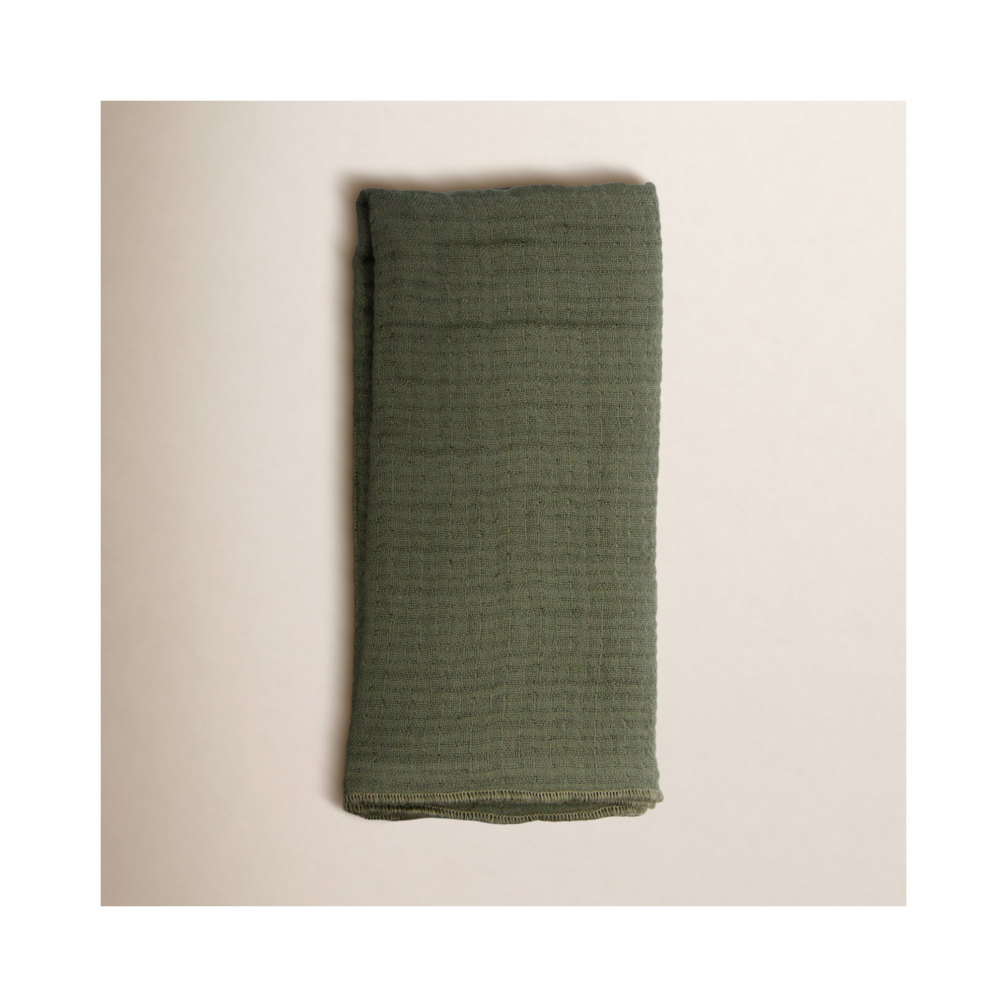 Reversible Muslin Napkin With Overlock Hem, Sage