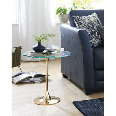 Cauthen Glass Top Pedestal End Table