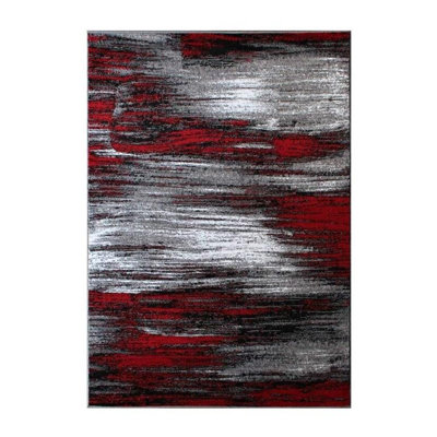 Tapis rouge / noir / gris Darrius