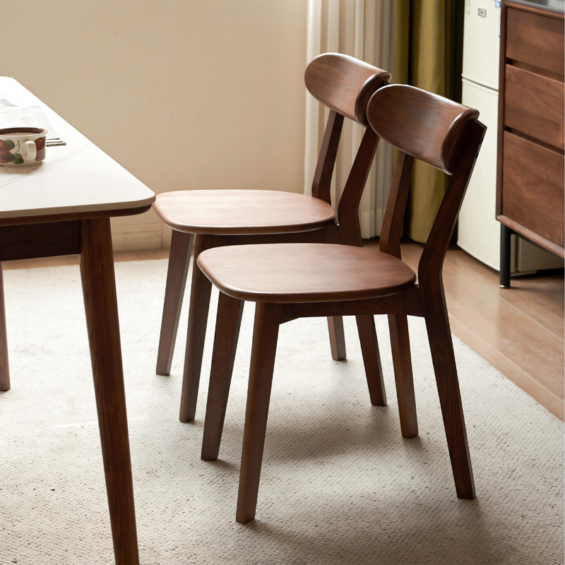 Ensemble de 4 chaises d'appoint 100% chêne massif H 17,7 po, Chêne brun, 4
