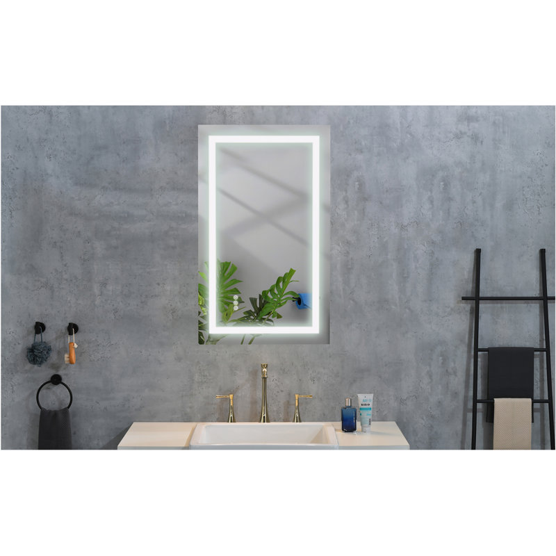 Miroir mural de salle de bain Kahle, 30 po x 36 po, Gris, Rectangulaire