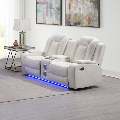 Causeuse en simili cuir Jadda Ii, blanc