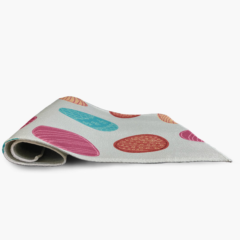 Tapis vert / rouge / bleu en chenille tissé à la machine Elioth, Rectangle 2 pi x 3 pi