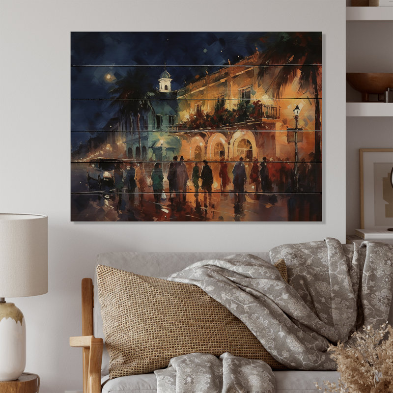 Brun et bleu, façades brillantes sur bois, H 10 po x l 20 po x P 0,78 po