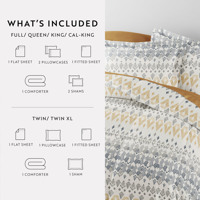 Twin Gray Geometric Microfiber Bed in a Bag Set