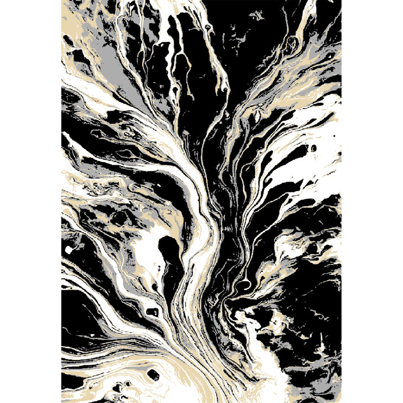 Galaxy Series Abrstract Black/Gray/Ivory/Beige Area Rug, Rectangle 7'9" x 10'2"