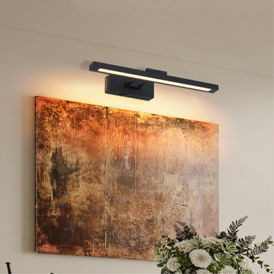 LED Picture Light, 16 Inch Battery Operated Wall Sconce, Adjustable Swing Arm Black Gallery Lighting for Paintings Display