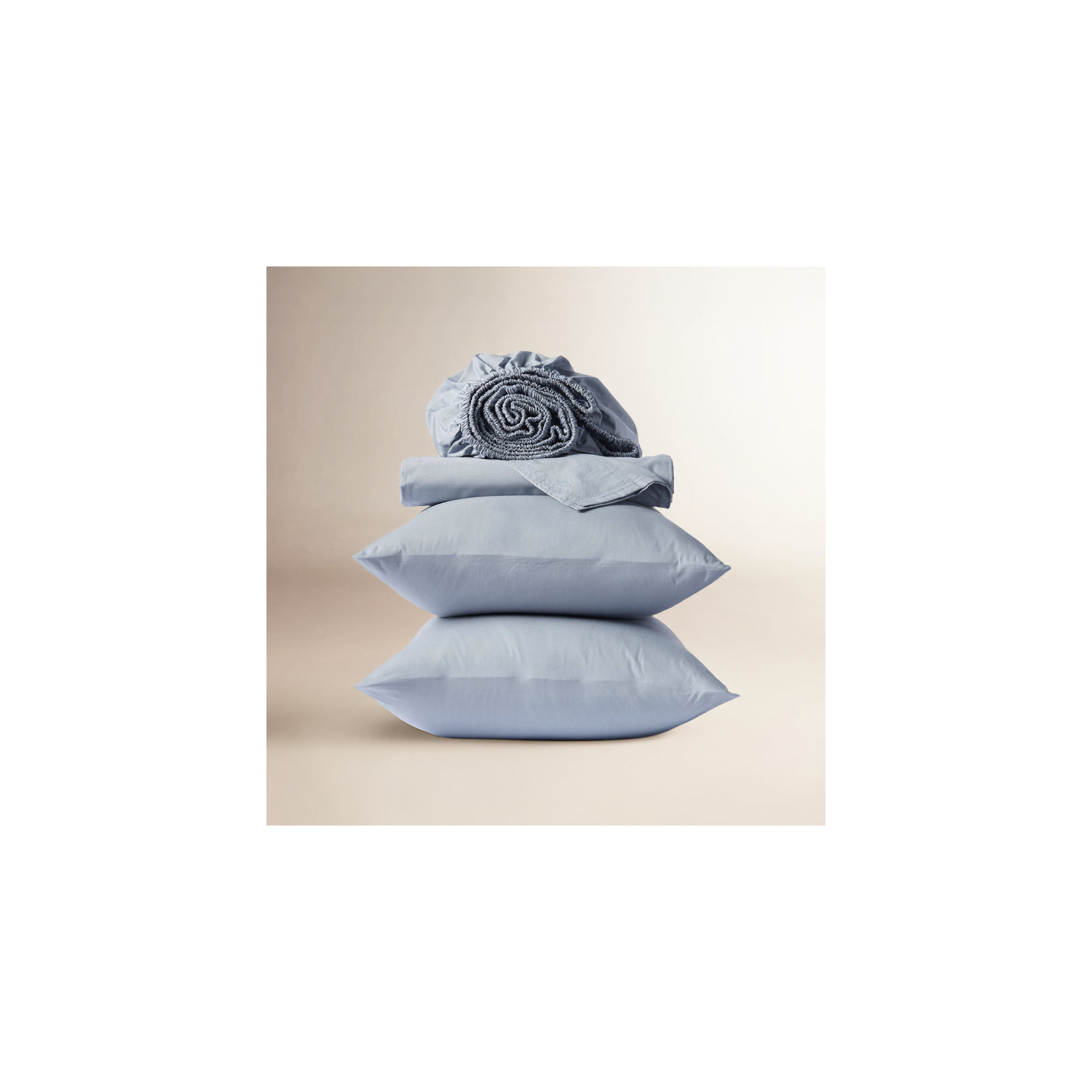 Organic Crinkled Percale 100% Cotton Percale Sheet Set, Steel Blue, California King Sheet Set with 2 Pillowcases
