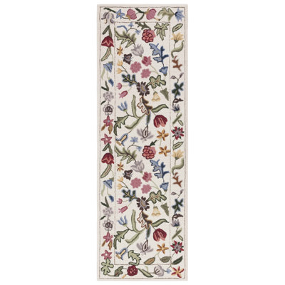 Tapis floral en laine touffeté à la main Jamaine