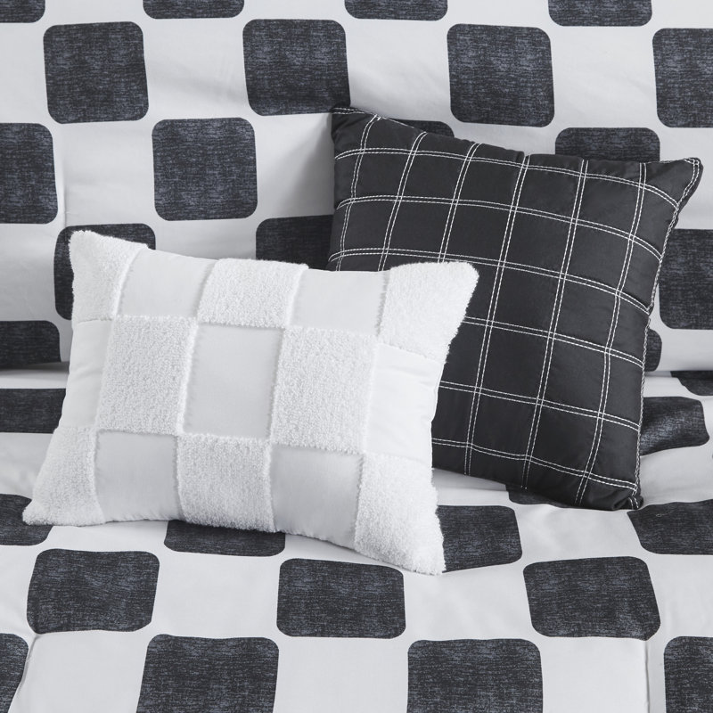 Miley Checkered Comforter Set, Twin / Twin XL Comforter + 3 Additional Pieces