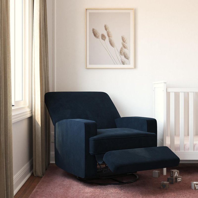 Swivel Gliding Recliner, Navy Blue
