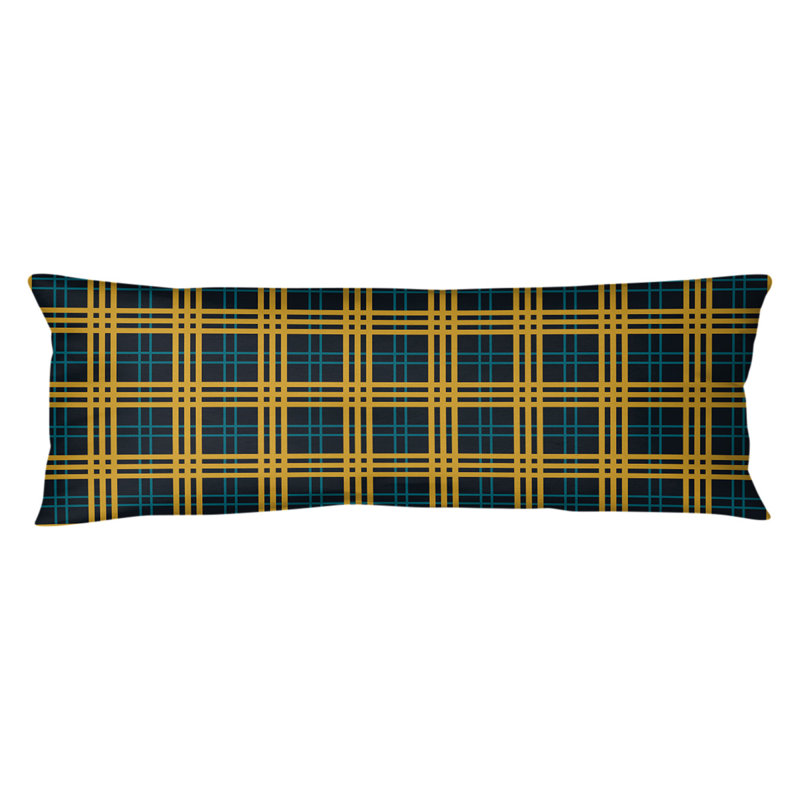 Polyester Medium Pillow, Black/Teal/Gold, Plush Fleece