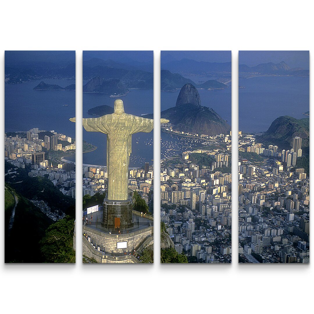 4-tlg. Leinwandbilder-Set Christus Statue in Rio de Janeiro