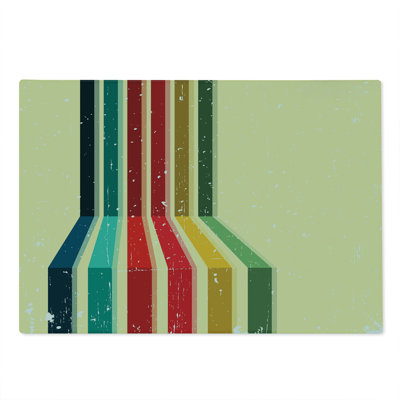Ambesonne Rainbow Cutting Board Large Size Vintage Colorful Strips Multicolor