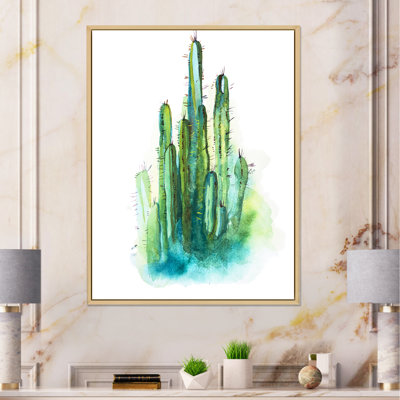 " Green High Spiky Cactus " Painting Print