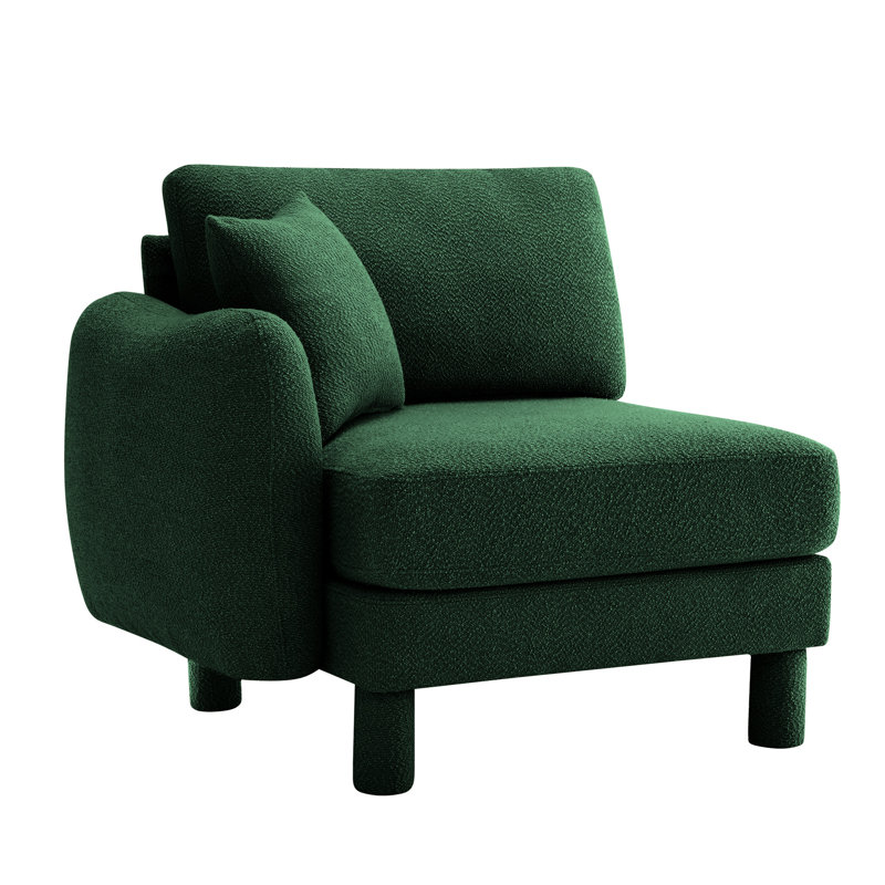 Avec coussin, 1, courbure de style moderne, cadre, tissu bouclé doux, matériau respirant, rembourrage en mousse dense pour la détente au salon 1 pieds cylindriques, support en bois, confort du salon