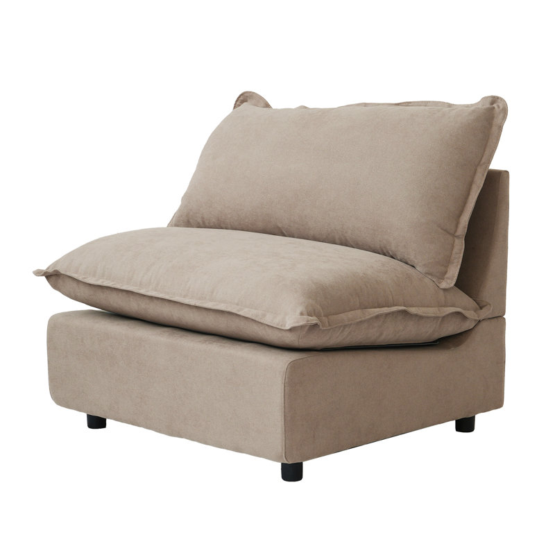 Chaise sans accoudoirs rembourrée en tissu de lin moderne, Kaki