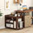 Side End Table 3-tier Bookshelf With Universal Wheels Rolling Nightstand Walnut Brown